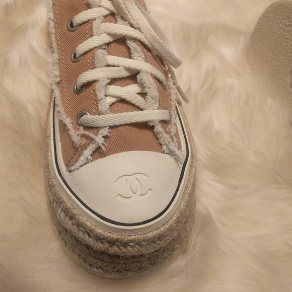 Chanel Women's Tan Canvas Sneakers - Picture 3 of 6